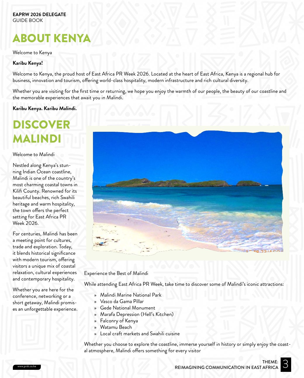 Delegate Guide page preview: Discover Malindi